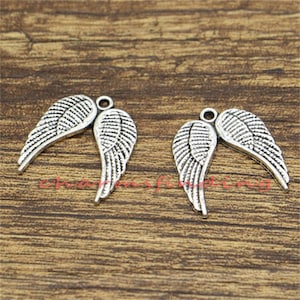 30pcs Angel Wings Charm Wings Antique Silver Tone 21x19mm cf0470