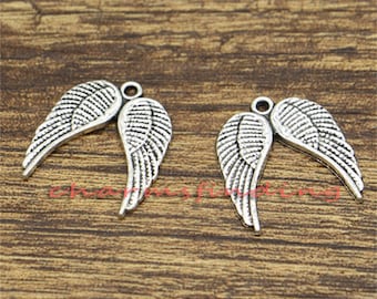 30pcs Angel Wings Charm Wings Antique Silver Tone 21x19mm cf0470