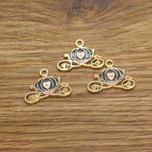 10 sztuk Dyniowe Wózki Wisiorki Wózki Wisiorki Złocone Tone Enamel Wisiorki 25 x 18 mm cf4266