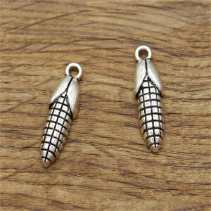 20pcs Corn Cob Charm Food Charms Antique Silver Tone 8x24mm cf2040