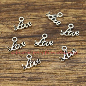 100pcs Love Charms Word Charms Antique Silver Tone 13x10mm CF2924