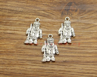 25pcs Santa Claus Charms Father Christmas Holiday Gift Charms Pedants Antique Silver Tone 16x26mm cf5095