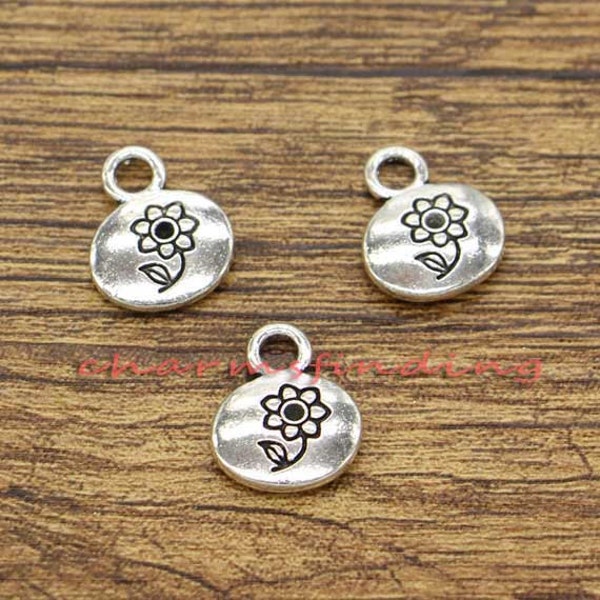 20pcs Grow Charms Daisy Flower Charms Antique Silver Charm 13x16mm cf2887