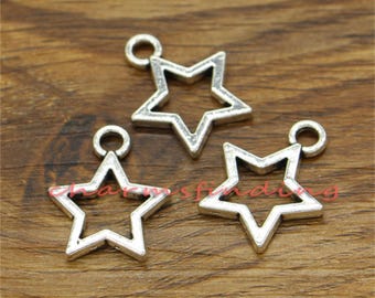 20pcs Star Charms Double Sided Charms Antique Silver Tone 18x21mm cf2684