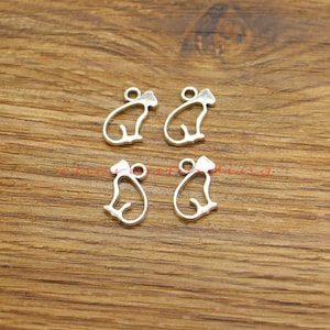 60 Stück Hund Charms Haustier Tiercharme Anhänger Hohl Design Großgroßhandel Basteln Antikes Silber Ton 10 x 17 mm lf5137