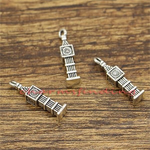 20pcs Big Ben Charms Clock Charms Antique Silver Tone 27x6mm cf2308
