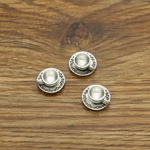 15pcs Tasse à thé et soucoupe Charme 3D Antique Silver Tone 14x7x14mm cf3960 image 2