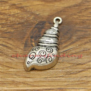15pcs Conch Charms Sea Snail Charms Antique Silver Tone 31x15mm cf0864