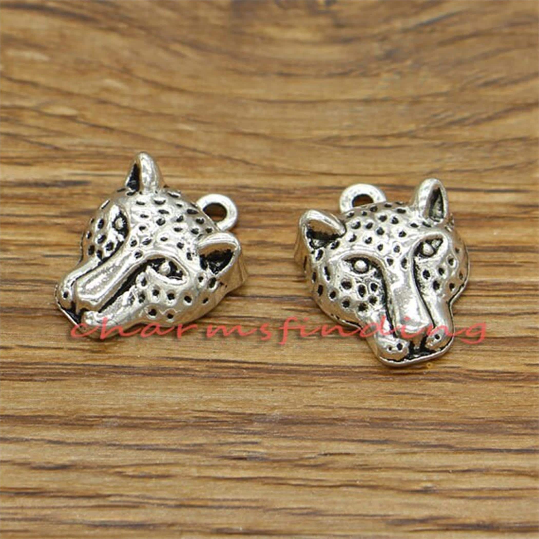 15pcs Leopard Charms Pendant Antique Silver Tone 20x15mm Cf0056