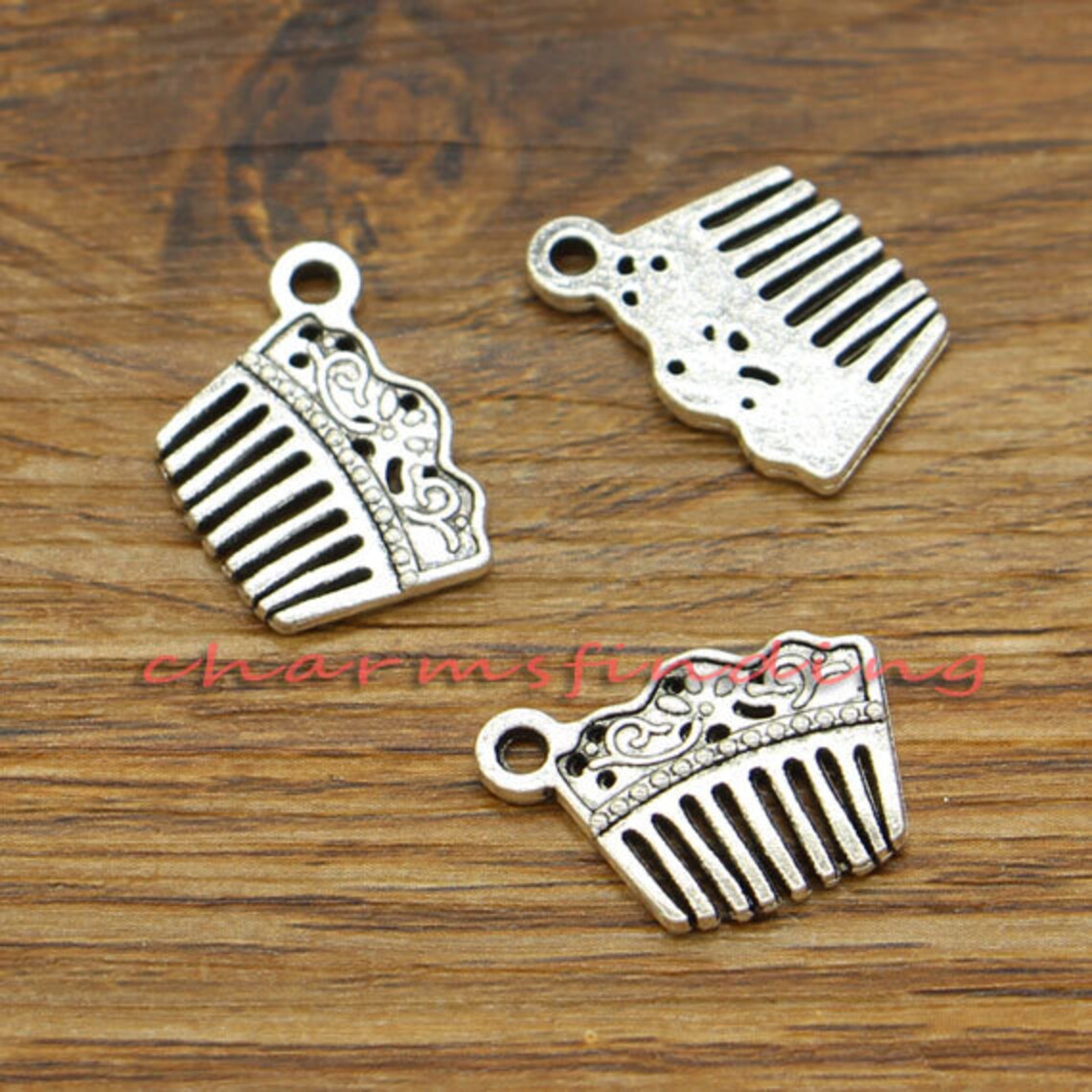 20pcs Hair Comb Charm Hairdresser Charms Antique Silver Tone Etsy
