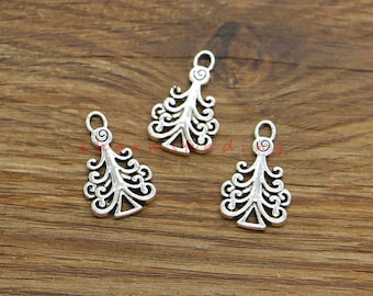 20pcs Christmas Tree Charms Tree Charms Holiday Charms Antique Silver Tone 14x23mm cf4622