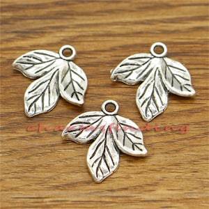 20pcs Large Leaf Charms Pendants Antique Silver Tone 20x20mm cf2312