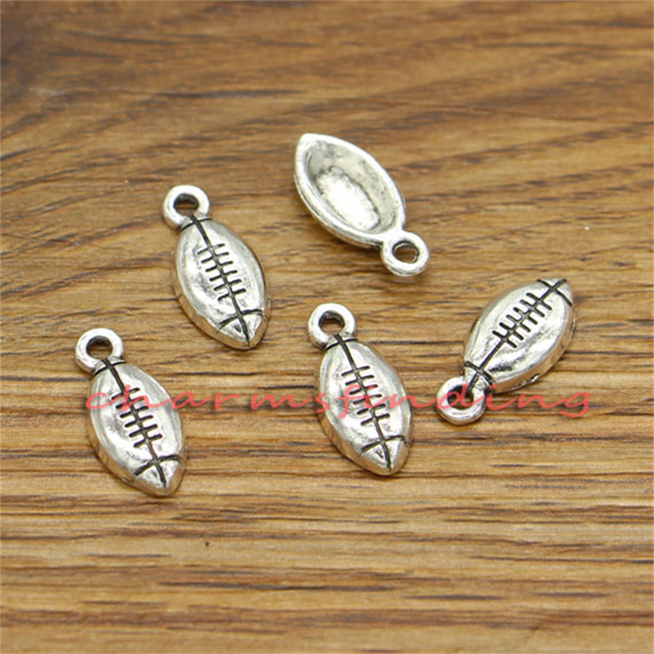 50個 フットボールチャーム スポーツチャーム アンティークシルバー