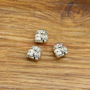 15pcs New Mother Owl and Baby Owl Beads Bird Animal Family Beads Spacers Metal Loose Beads Antique Silver Tone 10x12x8mm 4mm Hole cf4726