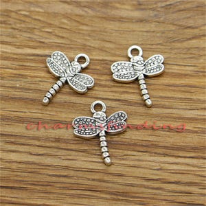 30pcs Dragonfly Charms Insect Charms Antique Silver Tone 16x19mm cf3410