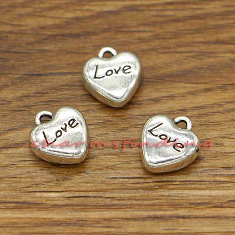 50pcs Heart Charms Tiny Mini Heart 3D Bulk Charms Love Word | Etsy