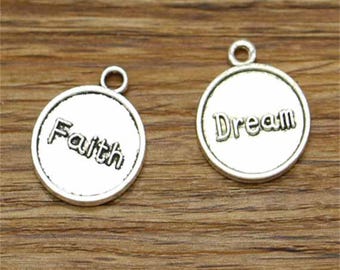 20pcs Dream Faith Charms Word Charms Antique Silver Tone 19x23mm cf2653