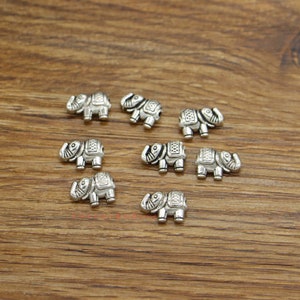 50pcs Small Elephant Beads Spacers Animal Beads Antique Silver Tone 9x13x4mm 1mm hole beads cf3953