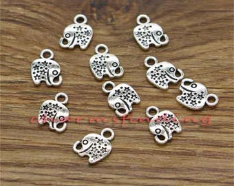 50/100pcs Elephant Charms Animal Charms Small Charms Antique Silver Tone 9x11mm cf3032