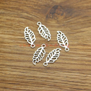 50pcs Leaf Charms Bulk Leaf Charm Wholesale Supplies Findings Antique Silver Tone 8x20mm cf4496