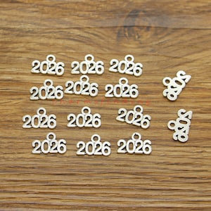 50/100pcs 2026 Charms New Year Charms Graduation Charms Antique Silver Tone 14x9mm cf5009