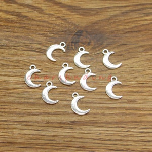 100pcs Moon Charms Crescent Moon Antique Silver Tone 10x15mm cf4257