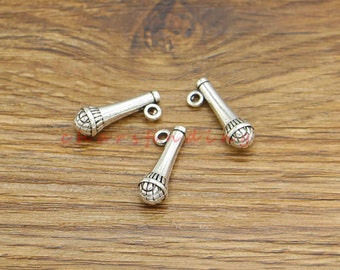 30pcs Microphone Charms 3D Charms Antique Silver Tone 8x21mm cf4218