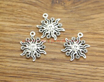 20pcs Sun Charms Celestial Charms Antique Silver Tone 19x24mm cf4500