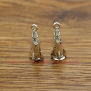 10pcs Rocket Ship Charms 3D Spaceship Charms Antique Silver Tone 24x10x8mm cf3685