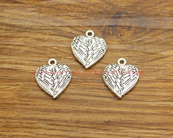 15pcs Heart Charms Love Valentines' Day Wedding Charms Double Sided Antique Silver Tone 18x21mm cf5177