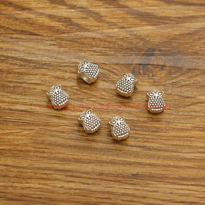20pcs Owl Beads Spacers Metal Loose Beads Antique Silver Tone 8x10x9mm 4mm Hole cf5178