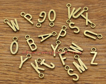 26 Lettres A-Z Alphabet Charms Add On lettre initial charm fit collier ou bracelet Antique Bronze Tone cf2366