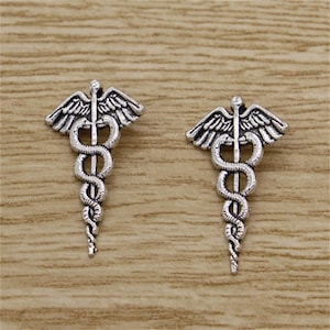 20 piezas de dijes de asistente médico, dijes médicos PA, tono plateado antiguo, 20 x 30 mm, cf1824