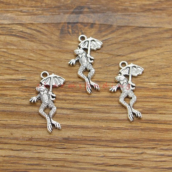 30pcs Frog Charms Antique Silver Tone 16x26mm cf4450
