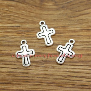 30 Stück Kreuz Charms Religiöse Groß Charms Antik Silber Ton 13x19mm lf3348