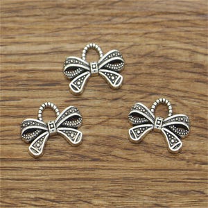 30pcs Bow Charms Bow Tie Charms Antique Silver Tone 19x14mm cf1461