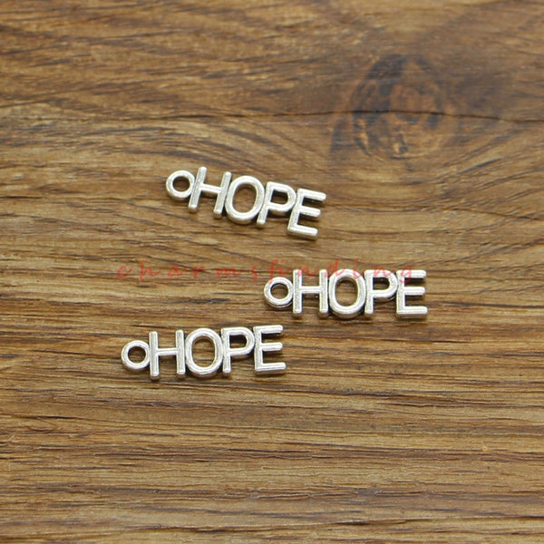 50pcs Hope Charms Word Inspiration Bulk Wholesale Charm Antique Silver Tone 7x21mm cf4551