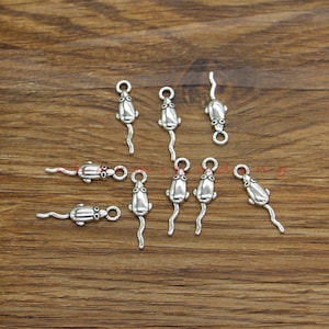 100pcs Mouse Charms Rat Mice Animal Charms Antique Silver Tone 6x22mm cf4164
