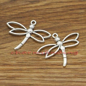 20pcs Dragonfly Charms Insect Charms Large Charms Antique Silver Tone 27x33mm cf0490