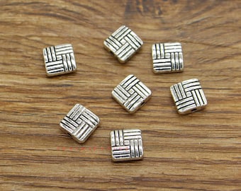 40pcs Knot Beads Centered Beads Loose Metal Beads 1mm hole beads approx Antique Silver Tone 8x8x3mm cf3869