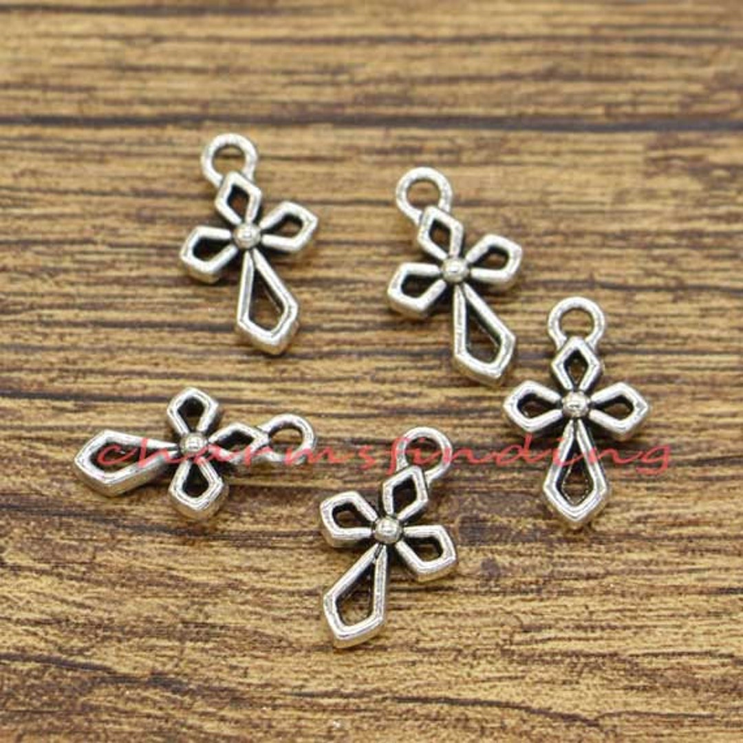 50pcs Cross Charms Religious Charms Bulk Charms Antique Silver Tone 10x17mm Cf2848 Etsy