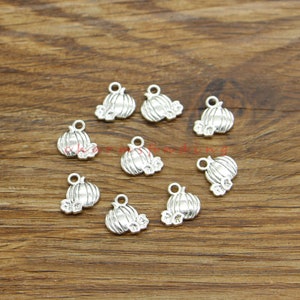 50pcs Small Pumpkin Charms Halloween Charm Antique Silver Tone 11x11mm cf4658