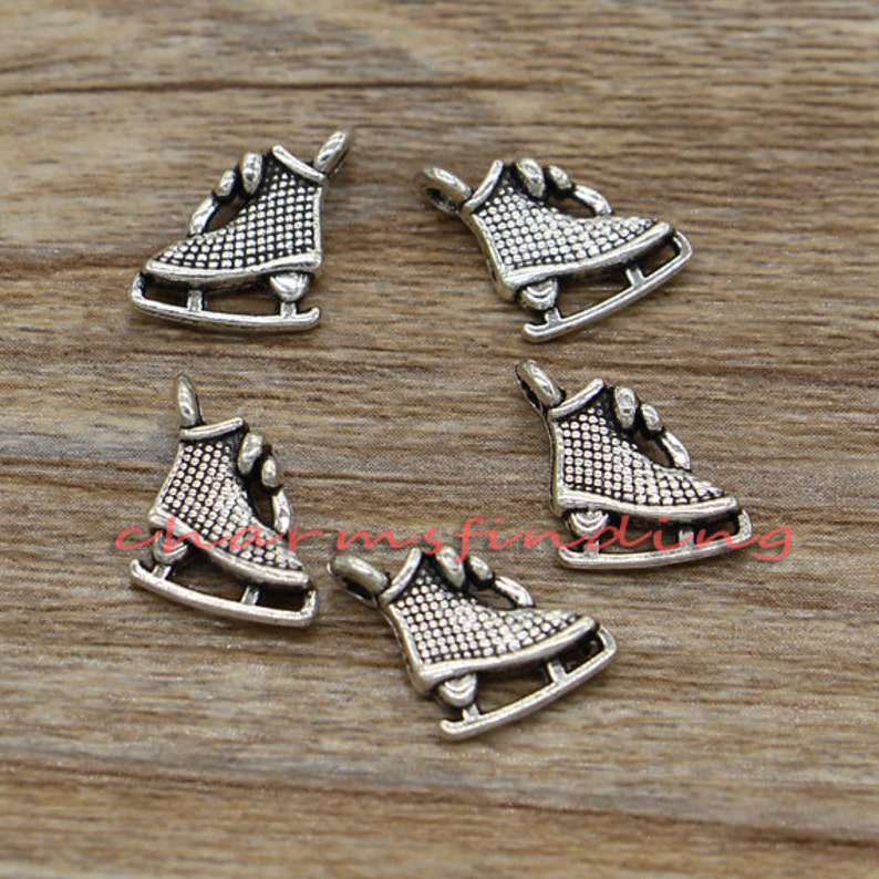 50pcs Ice Skate Charms 2 Sided Antique Silver Tone 12x10mm Etsy