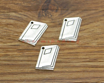 30 Stück Notizbuch Charms Clearance Book Charm Lehrer Schule Büro Charm Antik Silber Ton 13x18mm cf4552