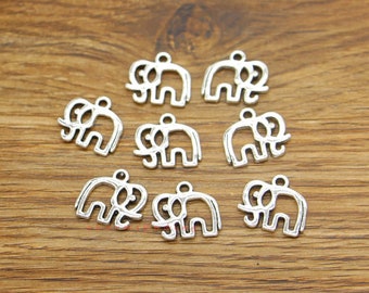 40pcs Baby Elephant Charms Animal Charm Hollow Design Antique Silver Tone 17x15mm cf3895