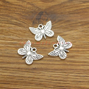 12pcs Butterfly Charms Fly Moth Charms Antique Silver Tone 22x16mm cf4816