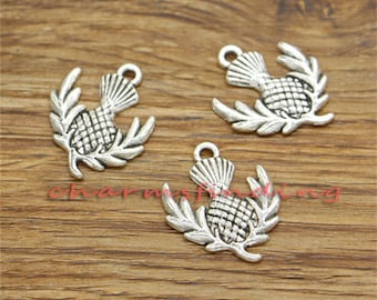 20pcs Scottish Thistle Peace Dove Charms Bird Charm Antique Silver Tone 20x23mm cf3291