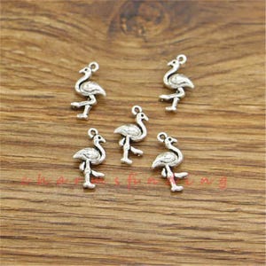 50pcs Flamingo Charms Bird Ostrich Charms Antique Silver Tone 9x16mm cf3803