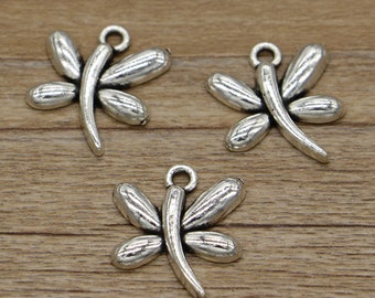 30pcs Dragonfly Charms Insect Charms Antique Silver Tone 19x22mm cf2603