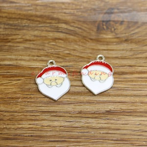 10pcs Enamel Santa Charms Christmas Charms Gold Plated Enamel Charms 17x23mm cf4694